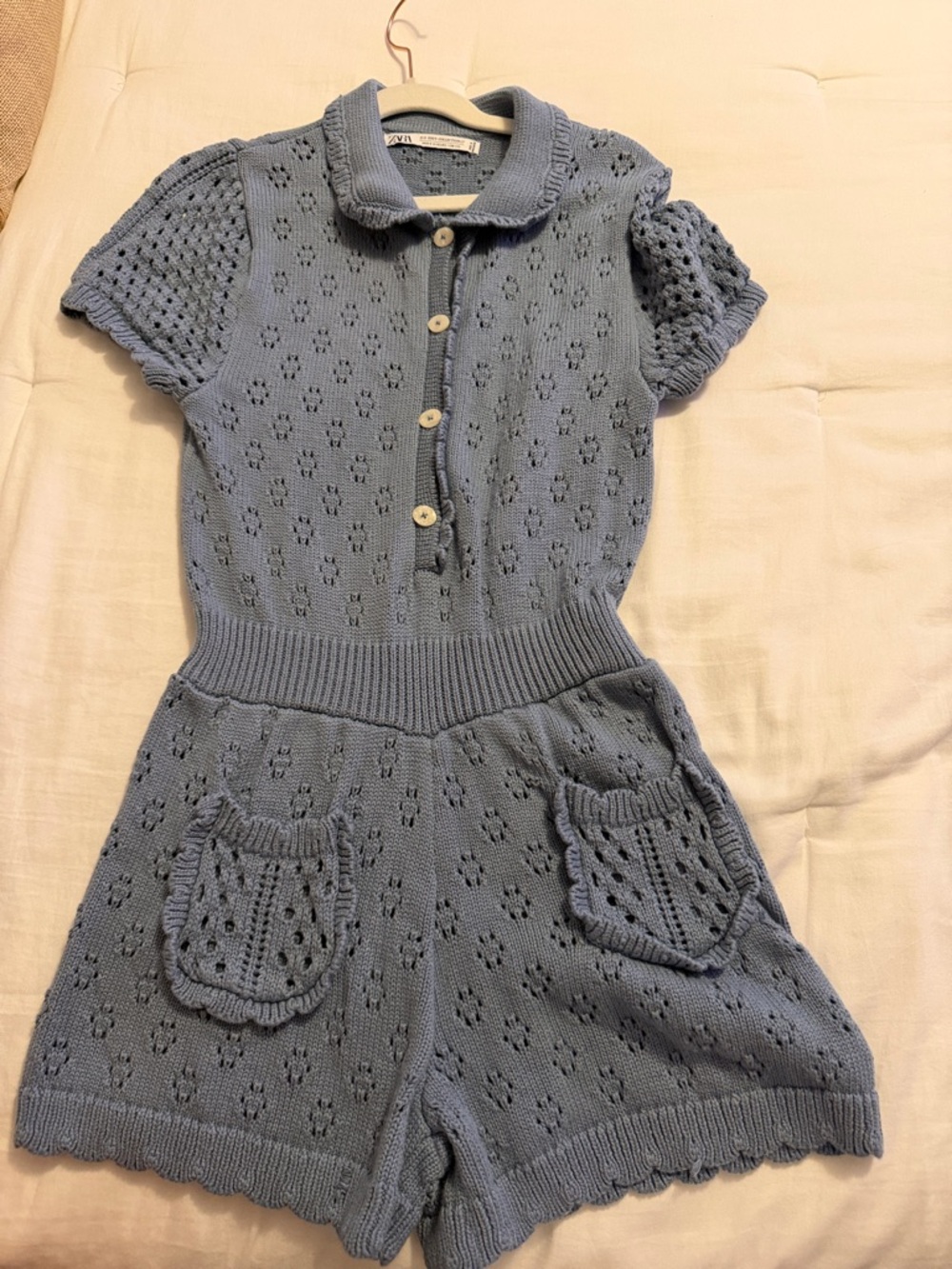 Zara Pale Blue Knit ROMPER